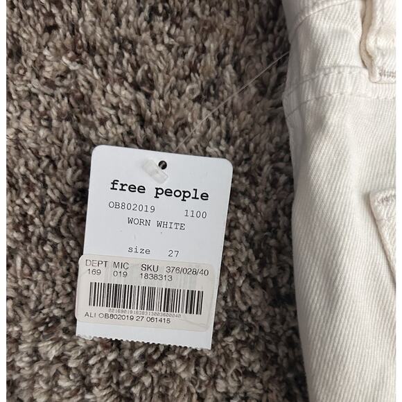 Free People Womens Cream Denim Mid Rise Distressed Mini Jean Skirt 27 NWT - Picture 8 of 8